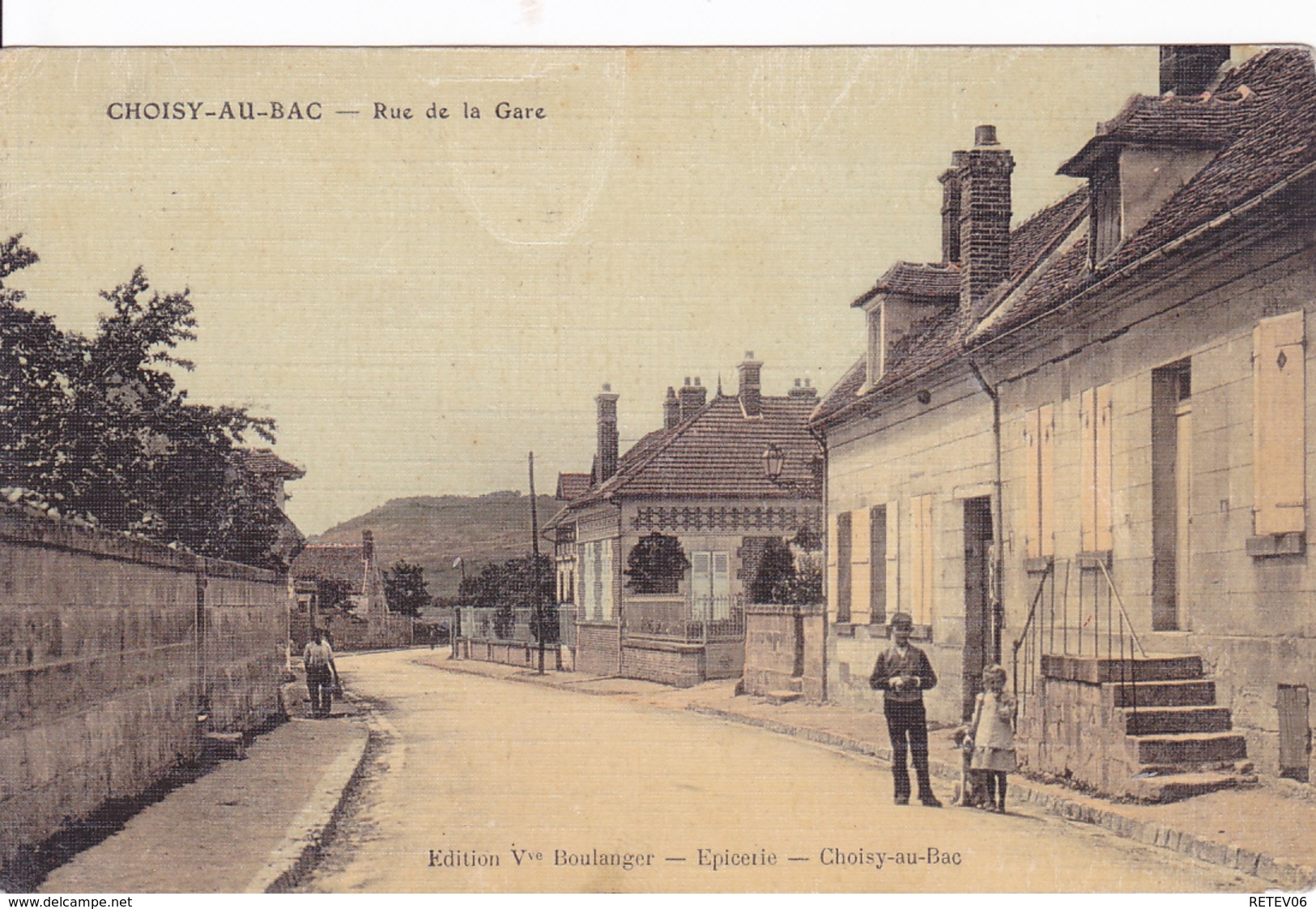 (60 ) - CHOISY-au-BAC Rue De La Gare Couleur 1914  !  Carte Allemande 1° Guerre - Altri & Non Classificati
