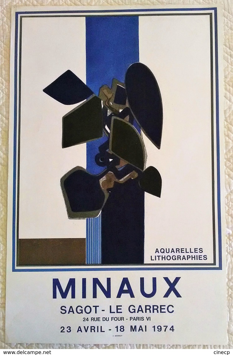 BELLE GRANDE AFFICHE ANCIENNE ORIGINALE LITHOGRAPHIQUE PEINTRE MINAUX 1974 Imprimeur Mourlot Vintage - Manifesti