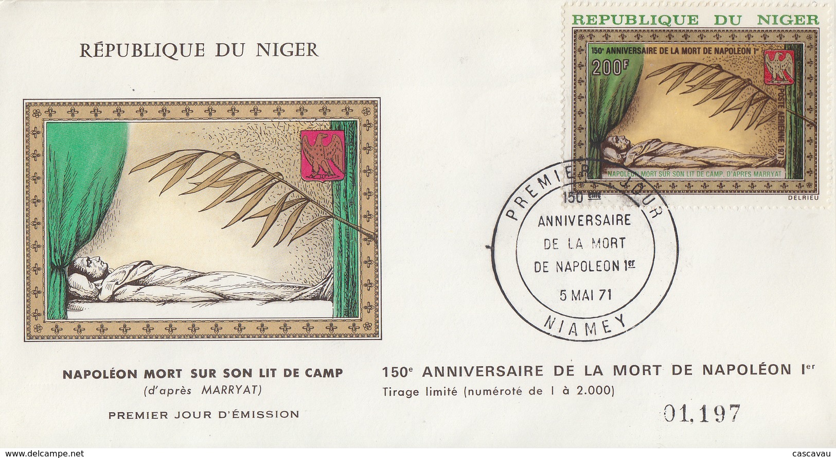 Enveloppe  FDC  1er  Jour   NIGER   Mort  De  NAPOLEON   1971 - Napoleon