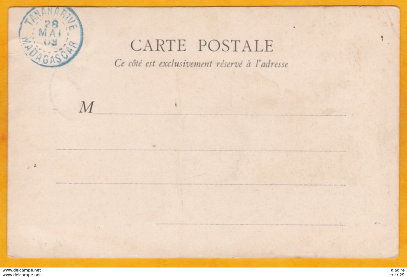 5 C Type Groupe Obl Sur CPA De 1909 : Résidence Du Gouverneur, Tananarive, MADAGASCAR : - Oblitérés