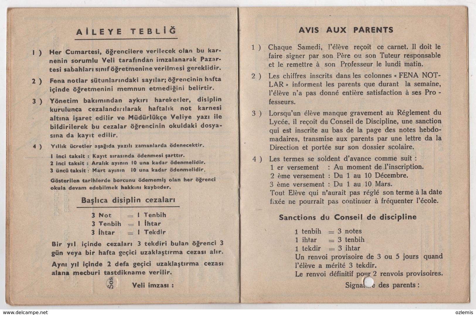 SAINT-JOSEPH ISTANBUL/KADIKOY HIGH SCHOOL REPORT  1966-1967 - Diploma & School Reports