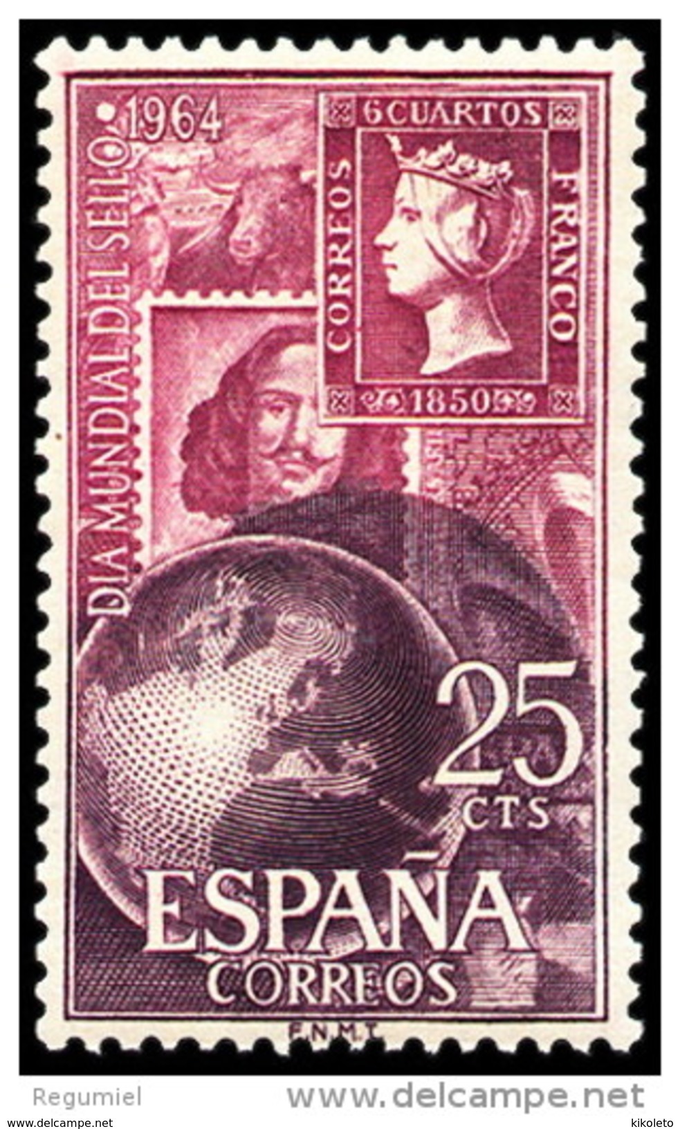 ESPAÑA SPAIN AÑO YEAR 1964 EDIFIL Nº 1595 ** MNH - DIA MUNDIAL DEL SELLO - 25 Cts - Nuevos