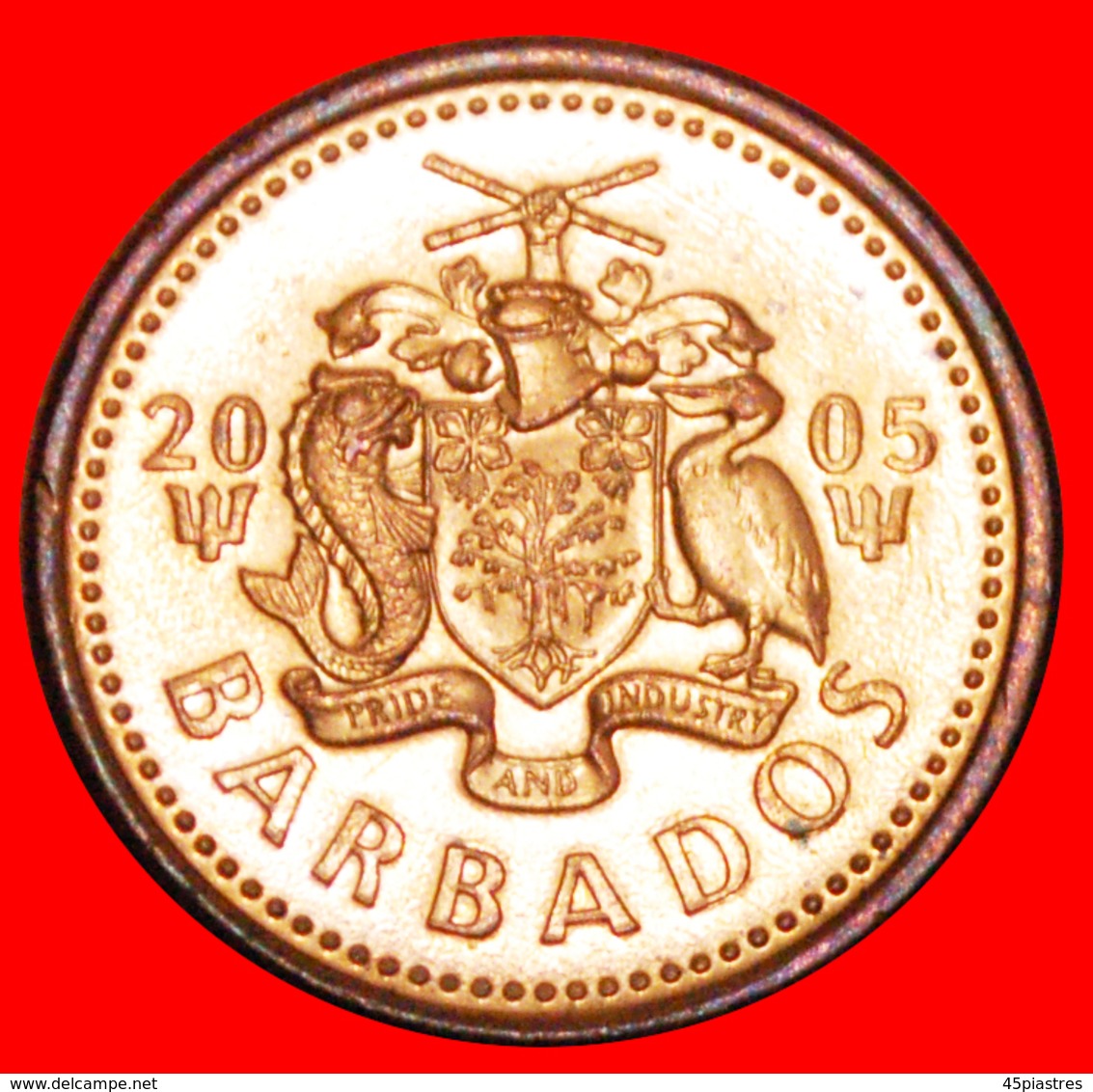 + GREAT BRITAIN (1990-2007): BARBADOS ★ 1 CENT 2005 MINT LUSTER! LOW START ★ NO RESERVE! - Barbades