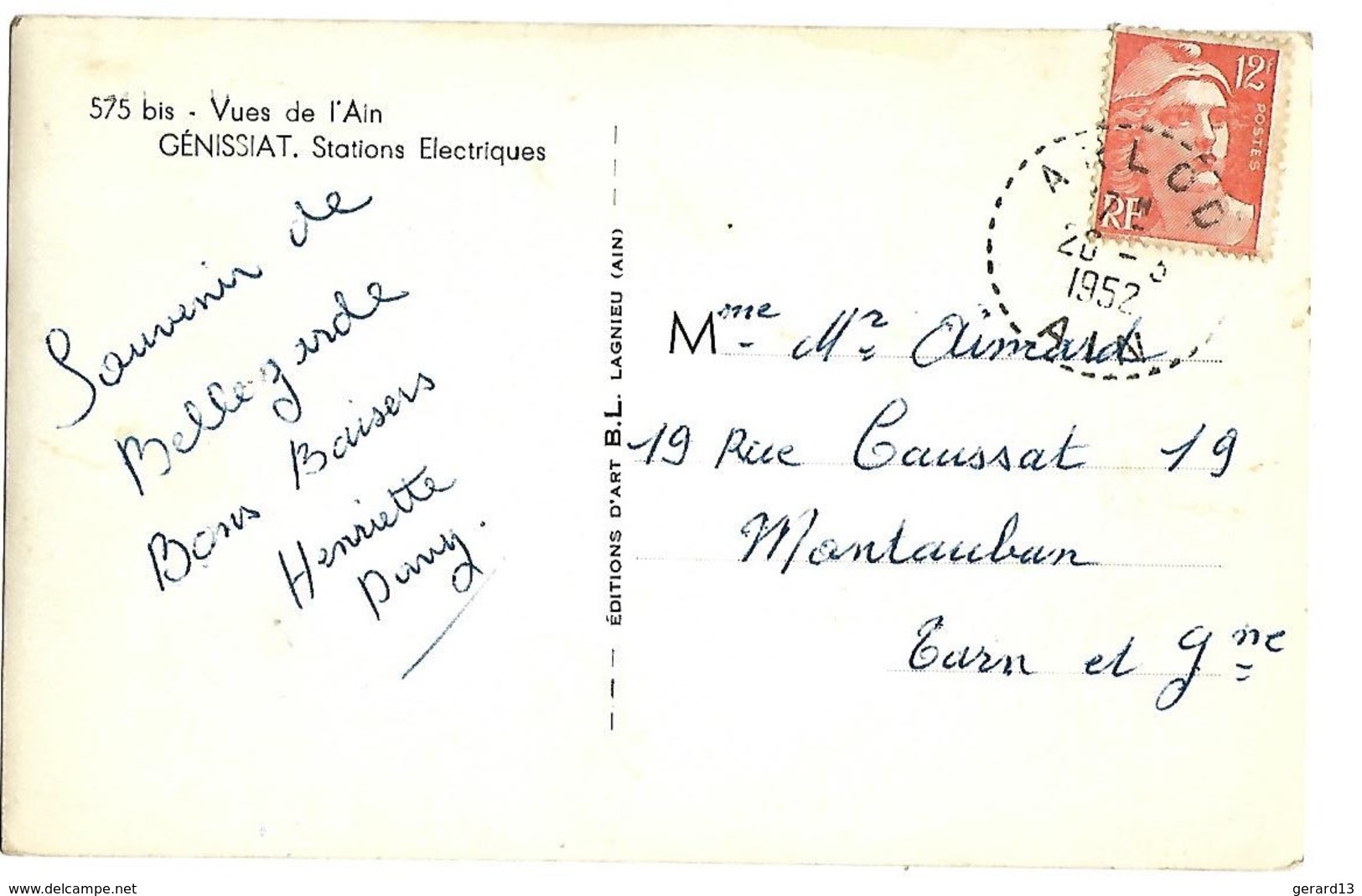 A1 Ain 01 GENISSIAT CPSM Stations électriques 1952 TBE - Génissiat