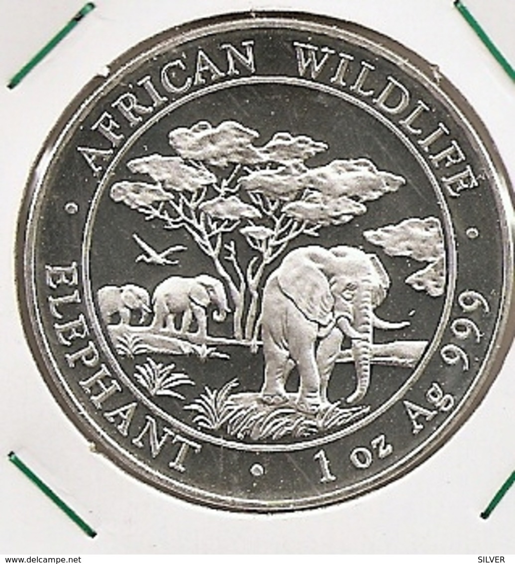 Somali Republic 2012 1 OZ Silver 100 Shillings African Wildlife Elephant Coin - Somalia