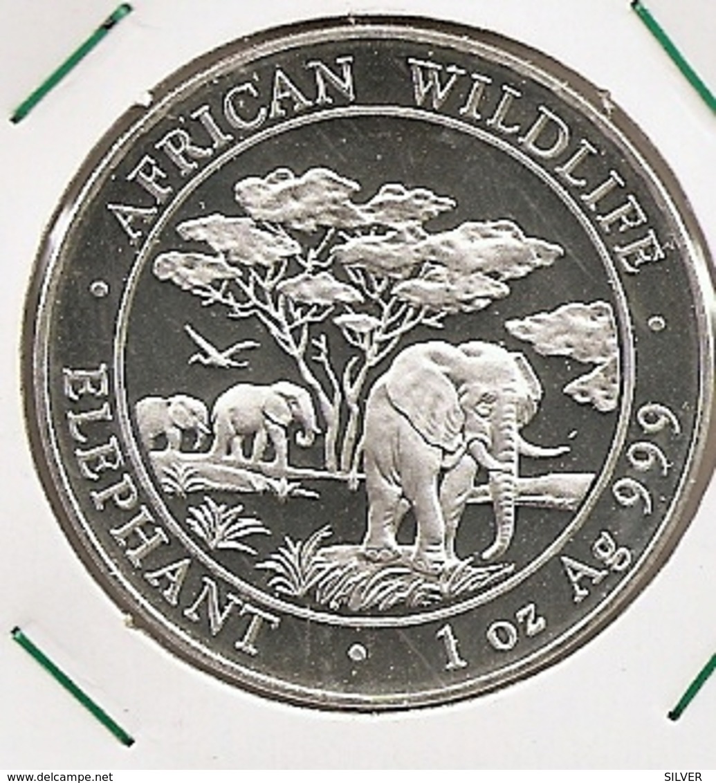 Somali Republic 2012 1 OZ Silver 100 Shillings African Wildlife Elephant Coin - Somalie