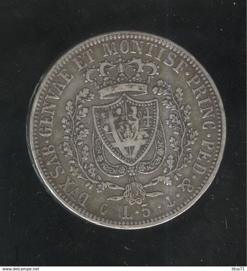 5 Lires / Liras Sardaigne / Sardinia 1827 P TTB - Monnaie Véritable / Genuine Coin - Piémont-Sardaigne-Savoie Italienne