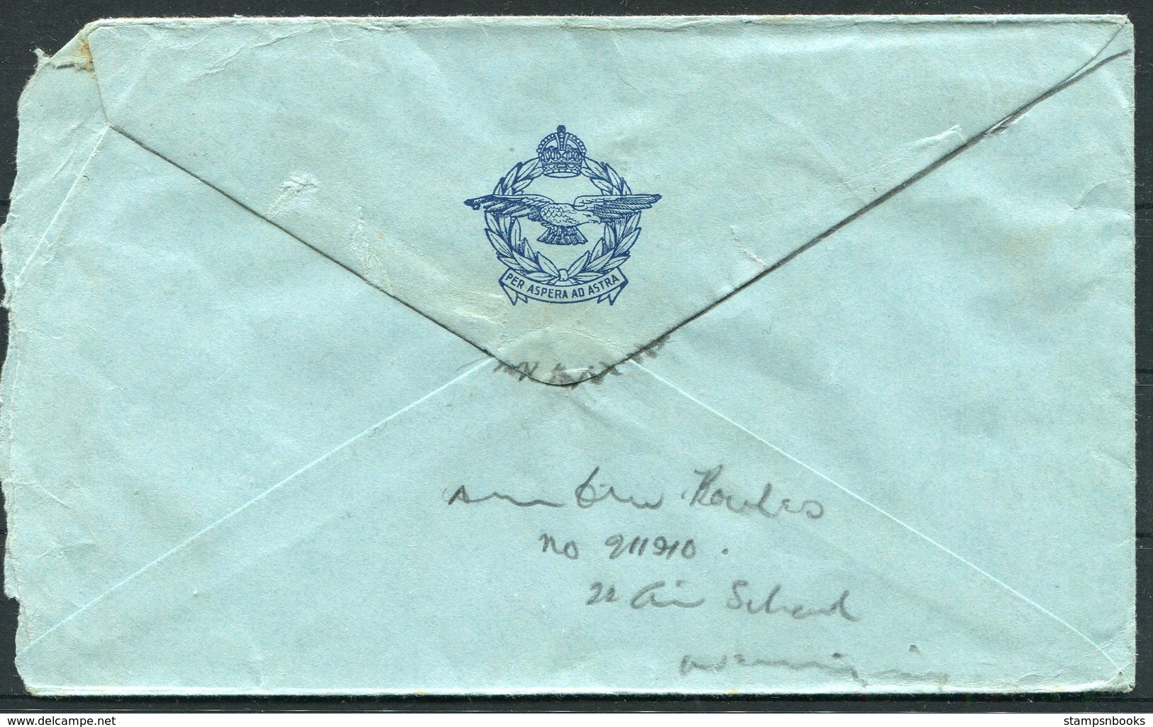 WW2 South Africa No 22 Air School, OFFICIAL FREE Cover - East London - Covers & Documents