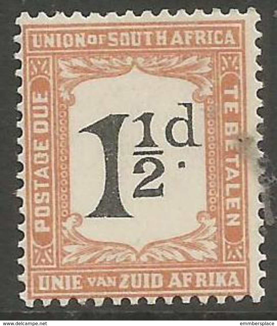 South Africa - 1924 Postage Due 1.5d Error POSTADE MLH *   SG D13v  Sc J13v - Postage Due