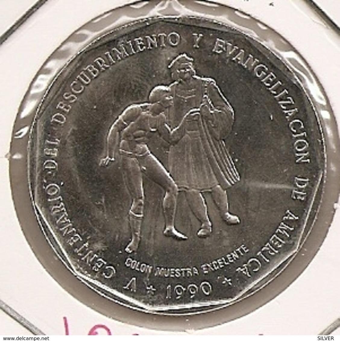 DOMINICAINE REPUBLIQUE 1 PESO 1990 RARO RARE MINTAGE 30 000 - Dominicana