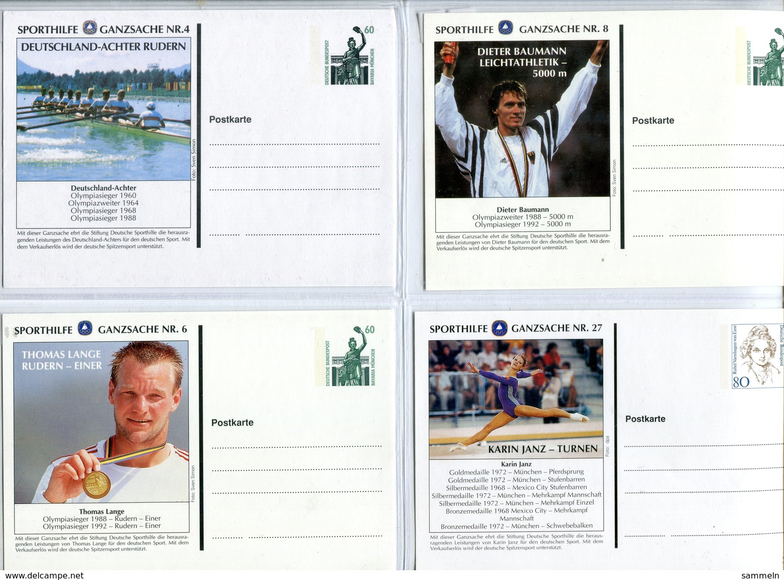 4730 - BUND - 4 Verschiedene Sporthilfe Privatganzsachen (Rudern, Turnen, Leichtathletik) - Ungebraucht - Cartes Postales Privées - Neuves