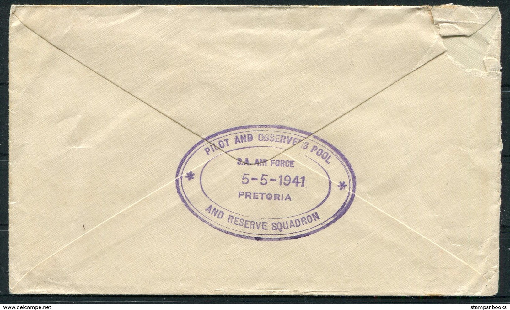 1941 South Africa, Zwartkop Air Station OAS Cover . Pilot And Observers Pool And Reserve Squadron, S.A.A.F. Pretoria - Covers & Documents