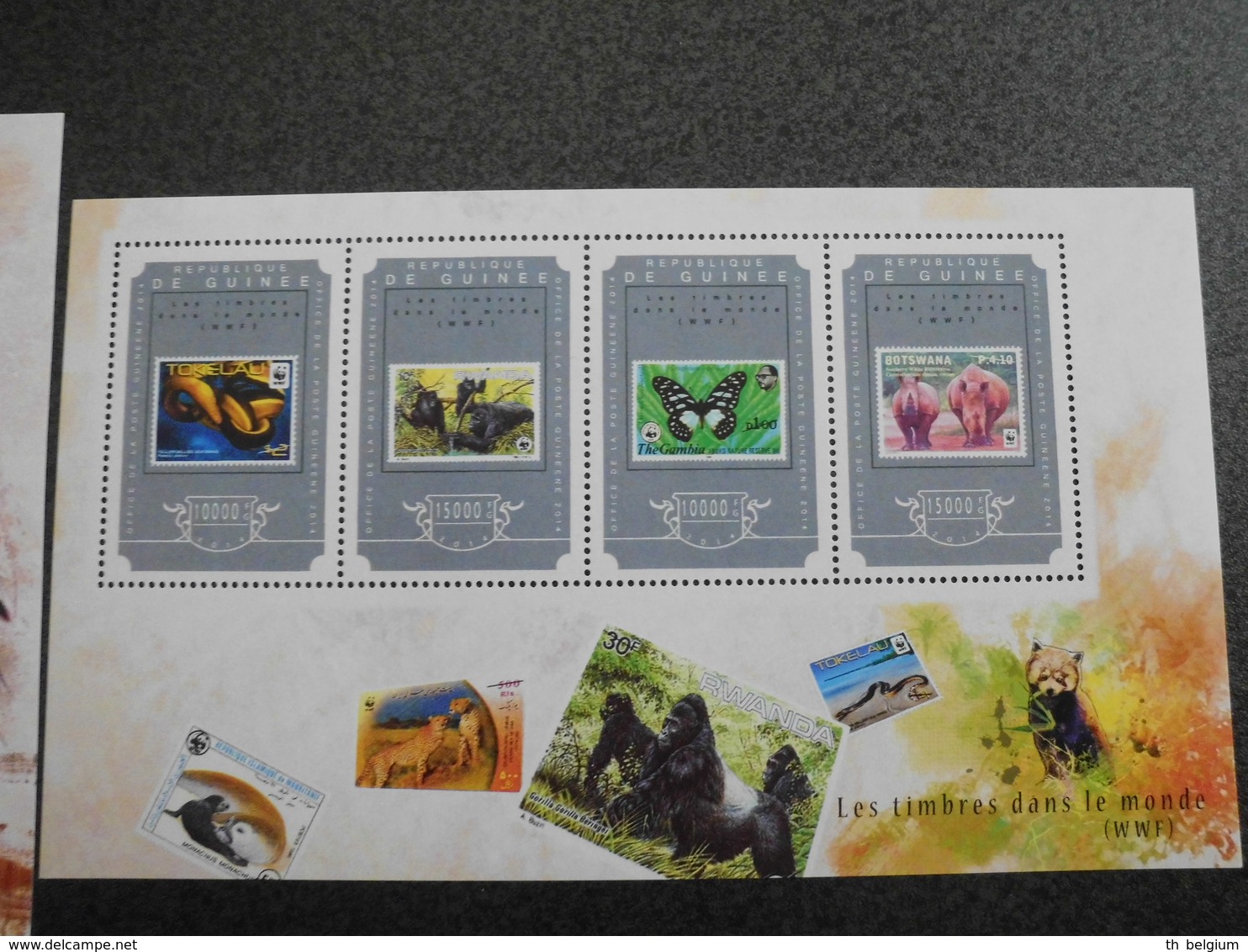 Guinea Guinée 2014 - WWF - Stamps On Stamps - 2 Sheets (butterfly Owl Monkey Etc.) - Neufs