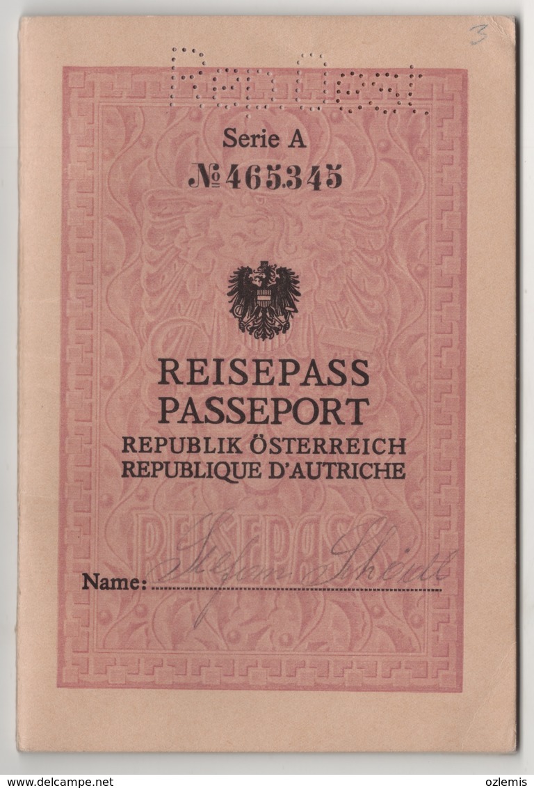 1933 REISEPASS PASSEPORT REPUBLIK OSTERREICH 48 PAGES - Historical Documents