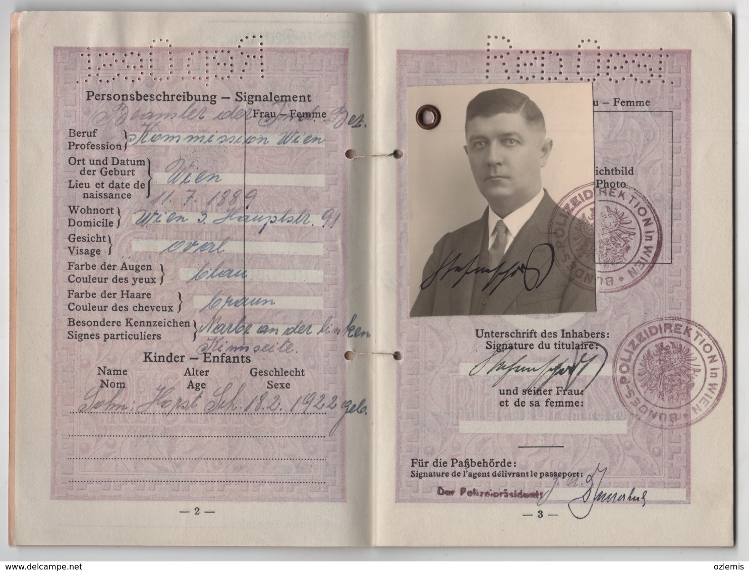 1933 REISEPASS PASSEPORT REPUBLIK OSTERREICH 48 PAGES - Historical Documents