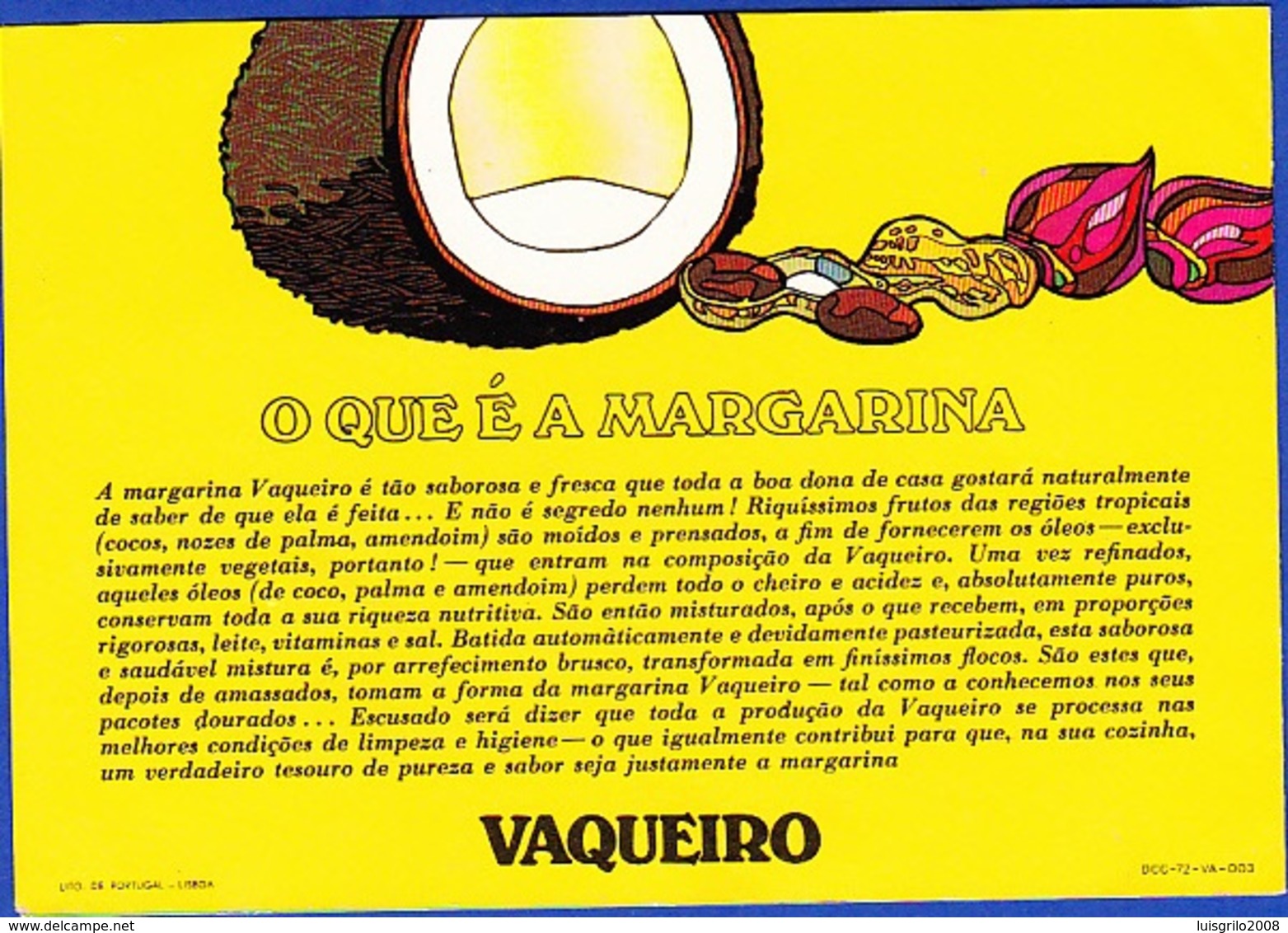 Portugal, 1972 - Culinary Margarine VAQUEIRO / Receitas Vaqueiro - Advertising