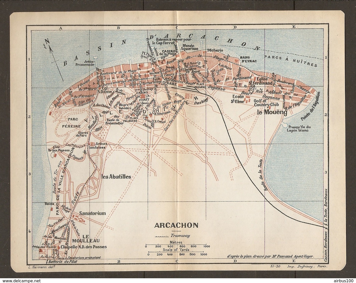 CARTE PLAN 1920 - ARCACHON LE MOULLEAU BAINS D'EYRAC LE MOUENG ILE Du LAPIN BLANC PECHERIE TIR Aux PIGEONS - Topographical Maps