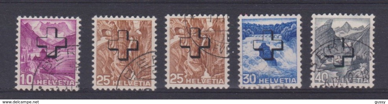 SUISSE SERVICE 1938: Timbres Administratifs ZNr 30y, 33y (x2), 34y Et 36y, Oblitérés - Service