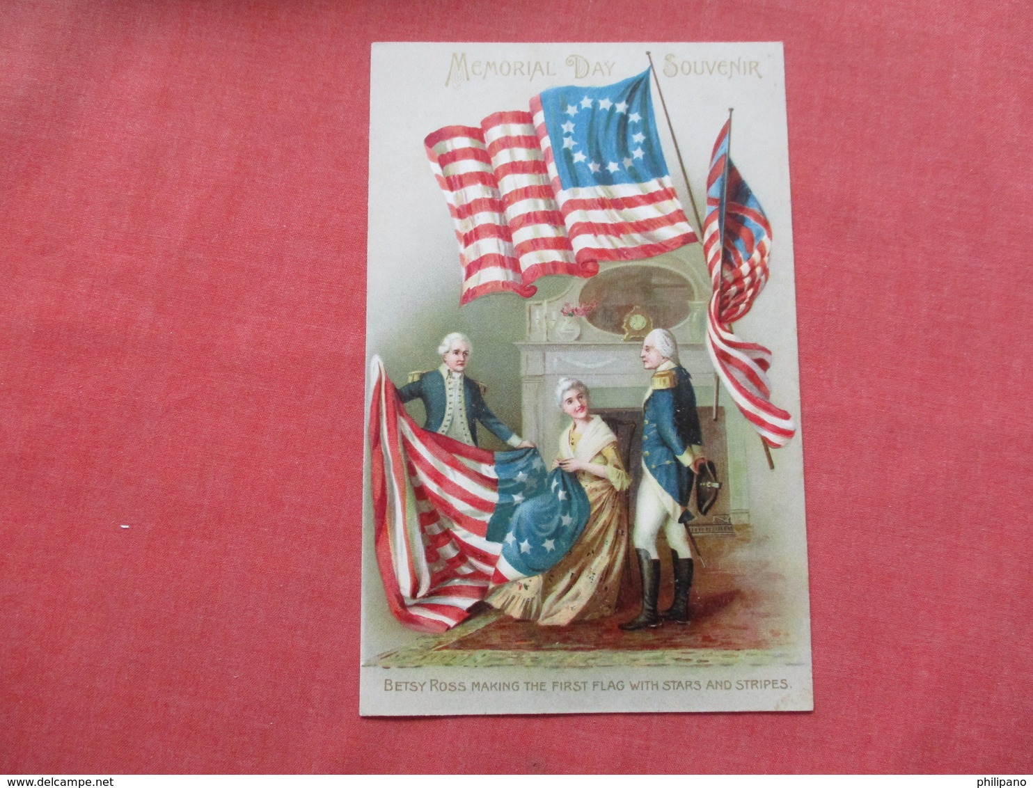 Embossed     Memorial Day  Betsy Ross Making The First Flag With Stars & Stripes    Ref 3422 - Other & Unclassified