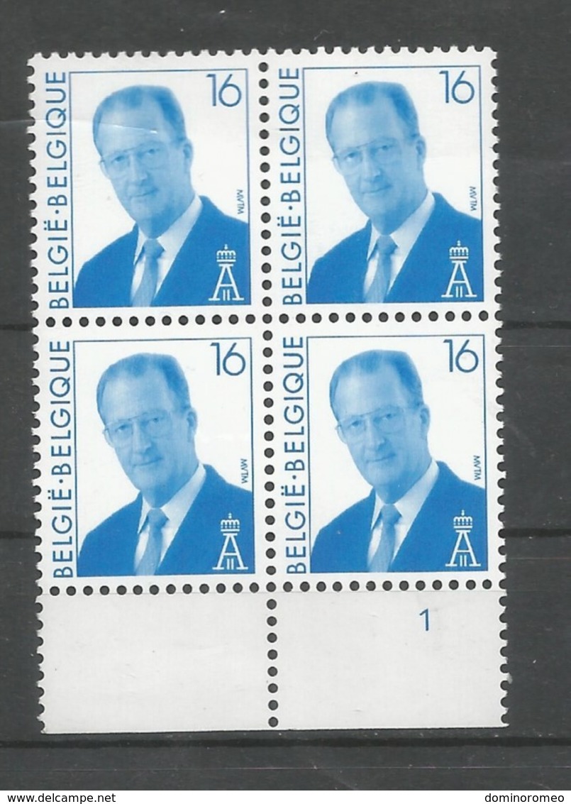 OCB 2660 Postfris Zonder Scharnier ** In Blok Van 4 Met Plaatnimmer 1 - 1993-2013 King Albert II (MVTM)