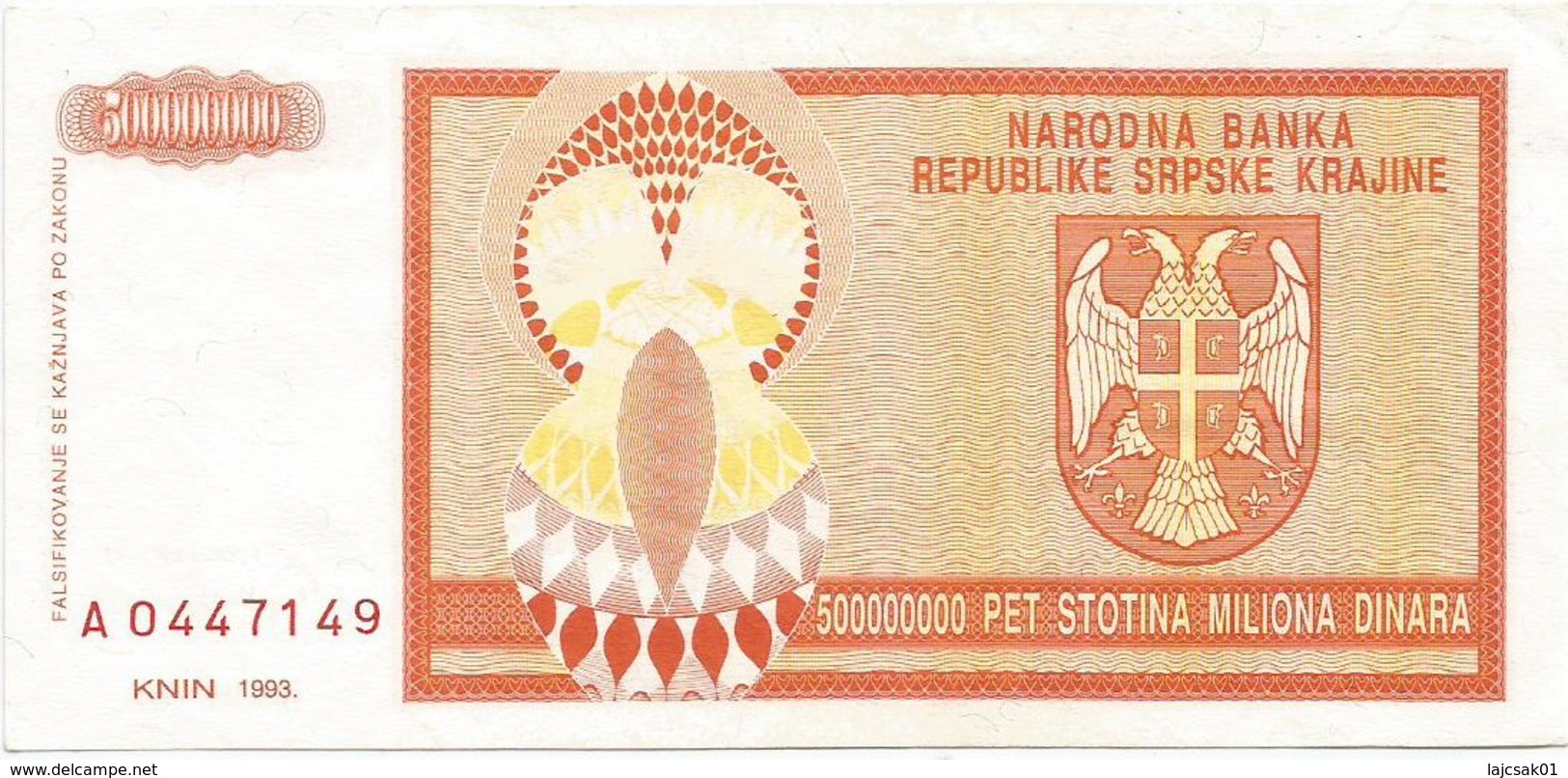 Croatia 500.000.000 Dinara 1993. P-R16 - Croatia