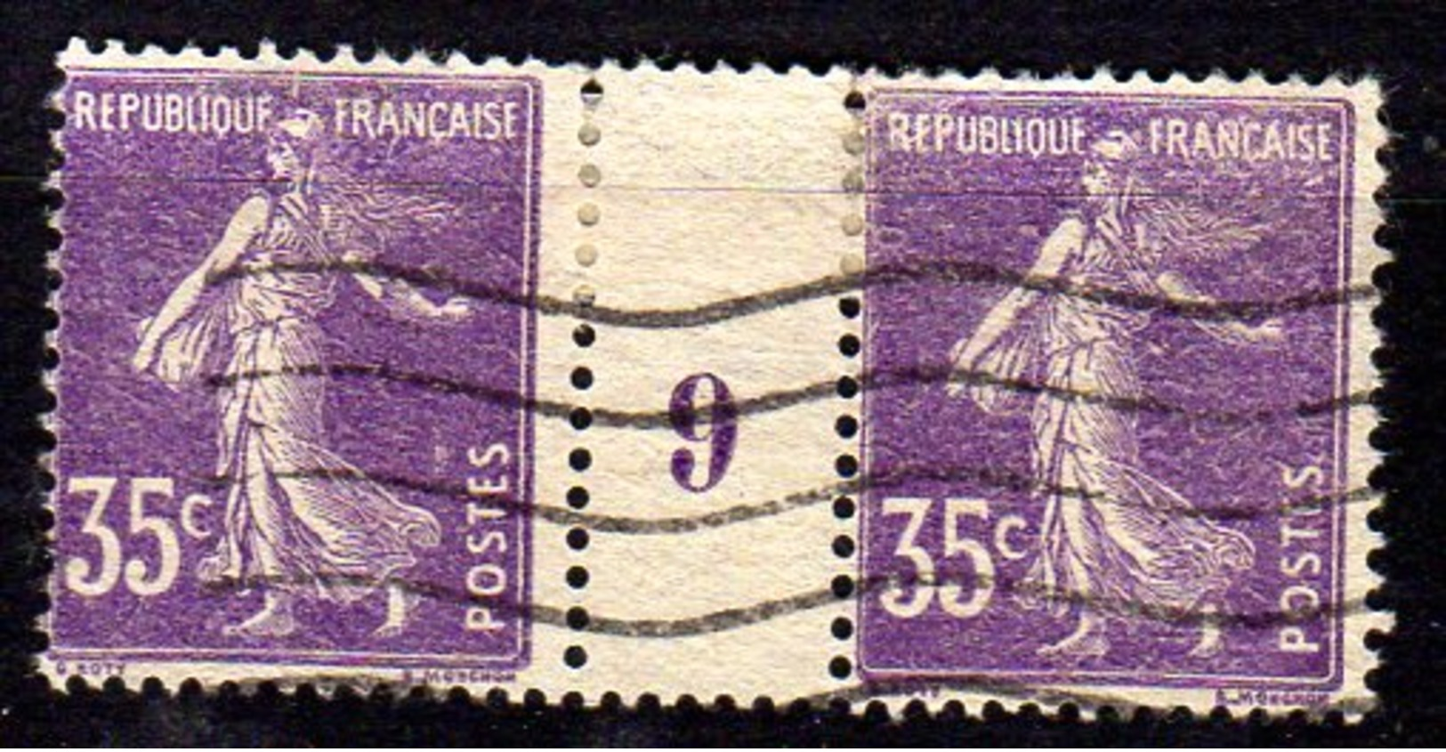 Semeuse 35 C. Violet  Millésime 9 Oblitéré  GC - Millésime