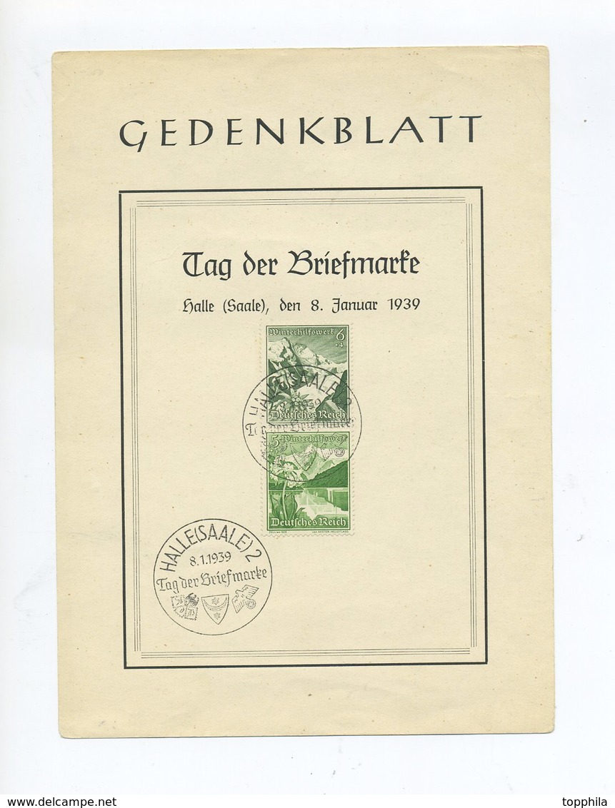 1939 3. Reich Gedenkblatt Tag Der Briefmarke Halle Saale  Mit Zusammendruck  S 245 Mit SST - Briefe U. Dokumente