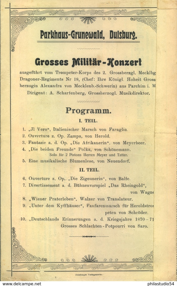 1903, Karjetbrief "Parkhaus Grunewald - Duisburg" - Sonstige & Ohne Zuordnung