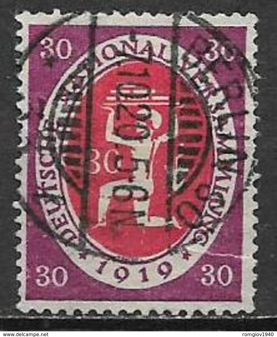 GERMANIA REICH  REP.DI WEIMAR 1919-20 ASSEMBLEA COSTITUENTE DI WEIMAR UNIF.109 USATO VF - Usati