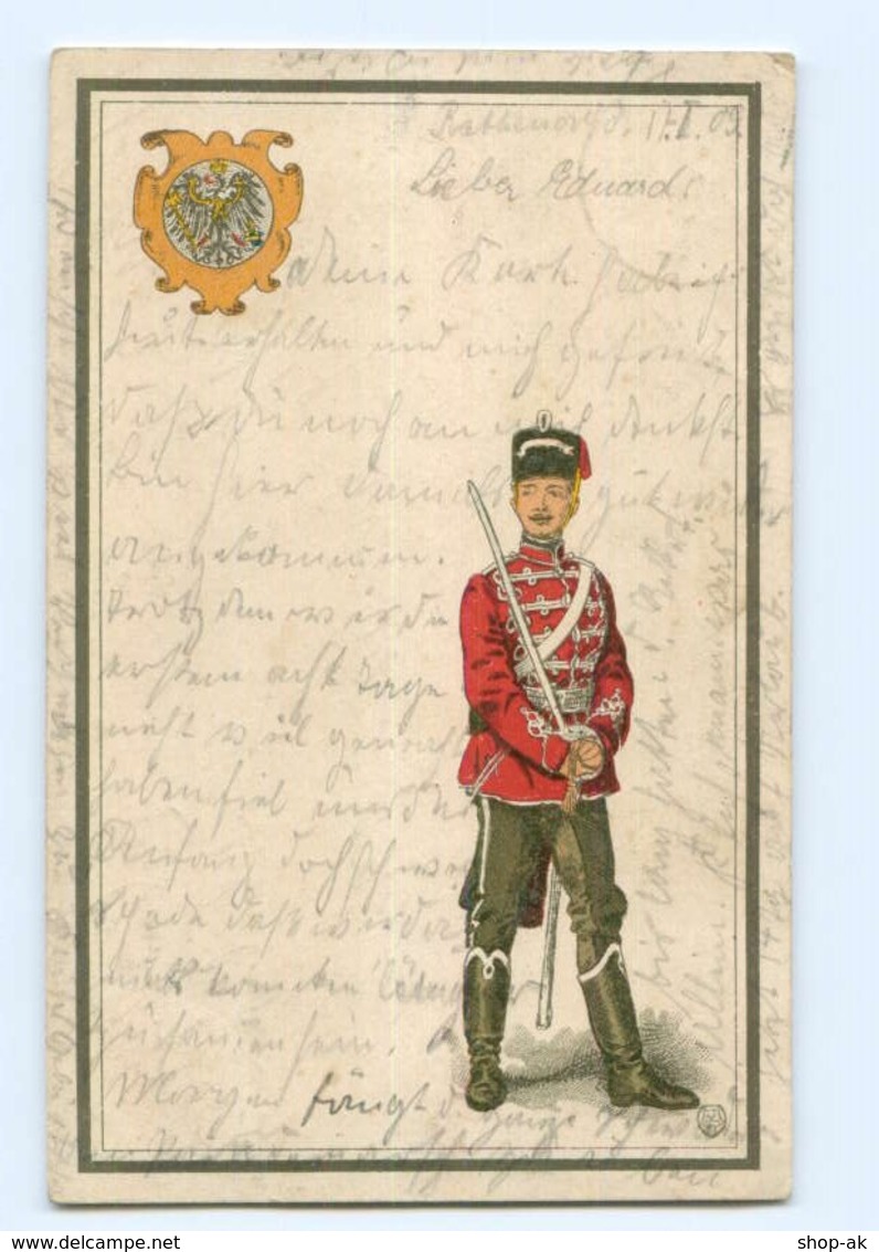 Y9602/ Soldat Husar Regiment Schöne Litho AK 1909 - Sonstige & Ohne Zuordnung