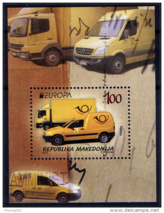 Macedonia 2013 EUROPA, Postal Wehicles, Cars,  Mercedes, VW, Transportation, Transportation, Block, Souvenir Sheet MNH - 2013