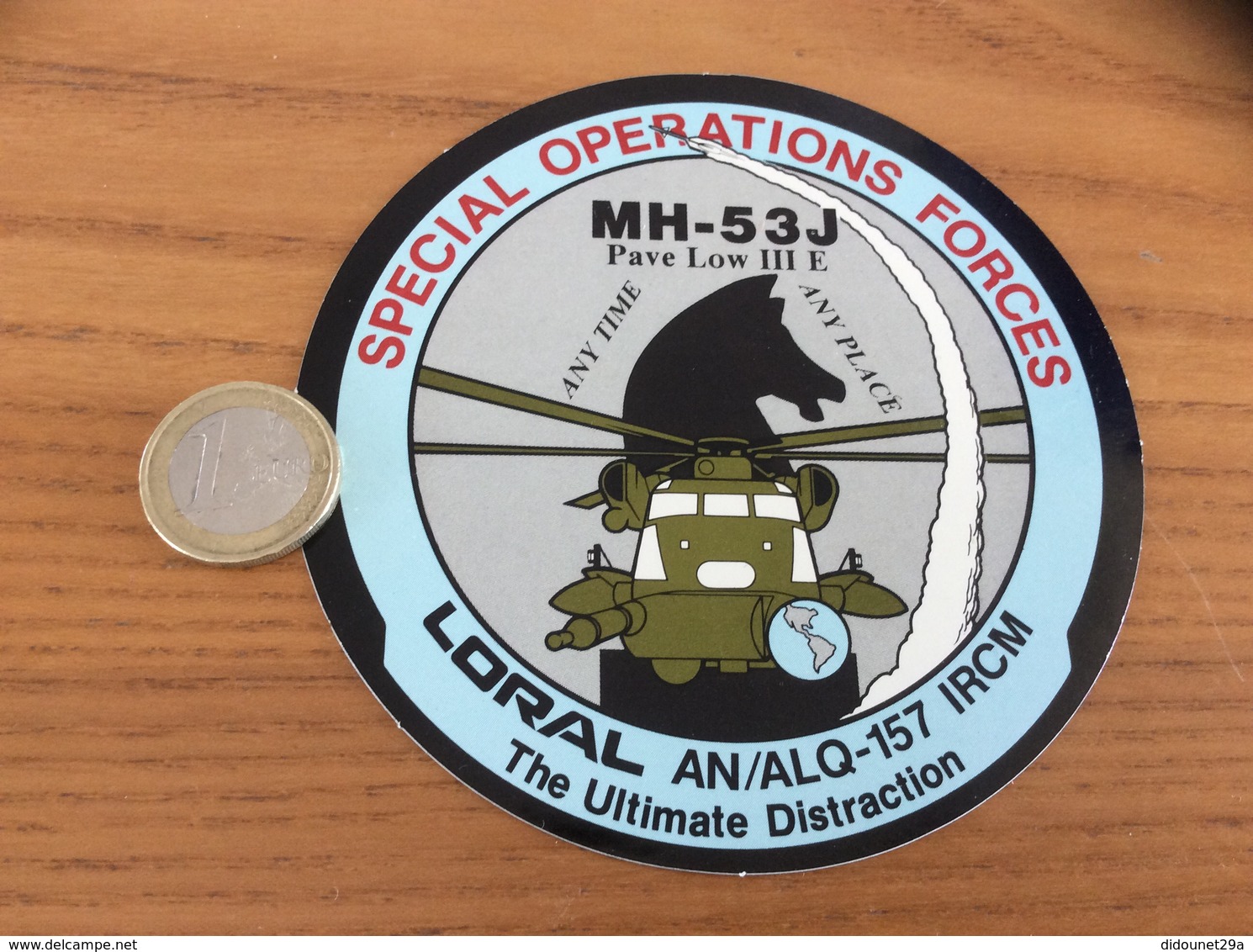 AUTOCOLLANT, Sticker «LORAL - AN/ALQ-157 IRCM - SPÉCIALES OPÉRATIONS FORCES - MH-53J » (hélicoptère, Armée De L’air) - Stickers