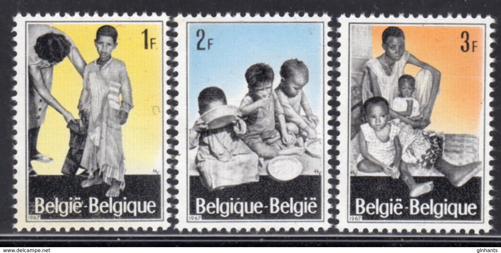 BELGIUM - 1967 REFUGEE CAMPAIGN FUND SET (3V) FINE MNH ** EX SG MS2008 - Ongebruikt