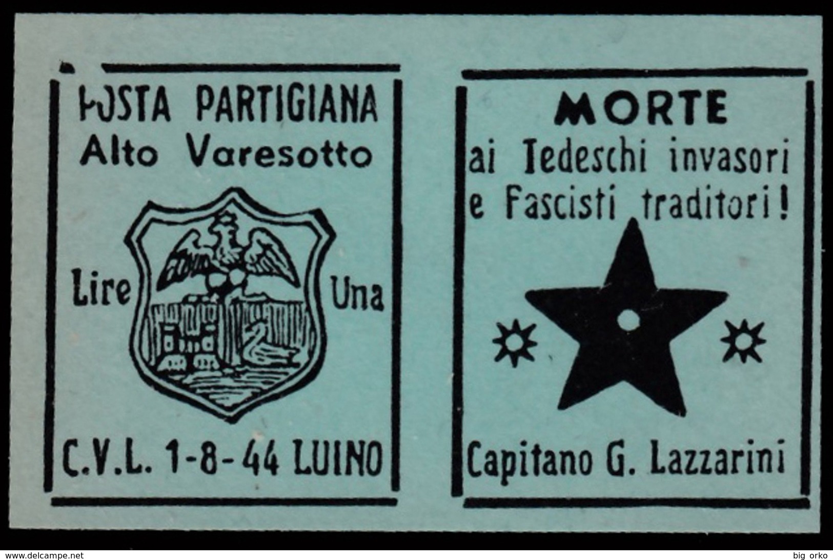 Italia - Comitato Liberazione Nazionale - Alto Varesotto - 1-8-44 Luino - Lire 1 - Comitato Di Liberazione Nazionale (CLN)