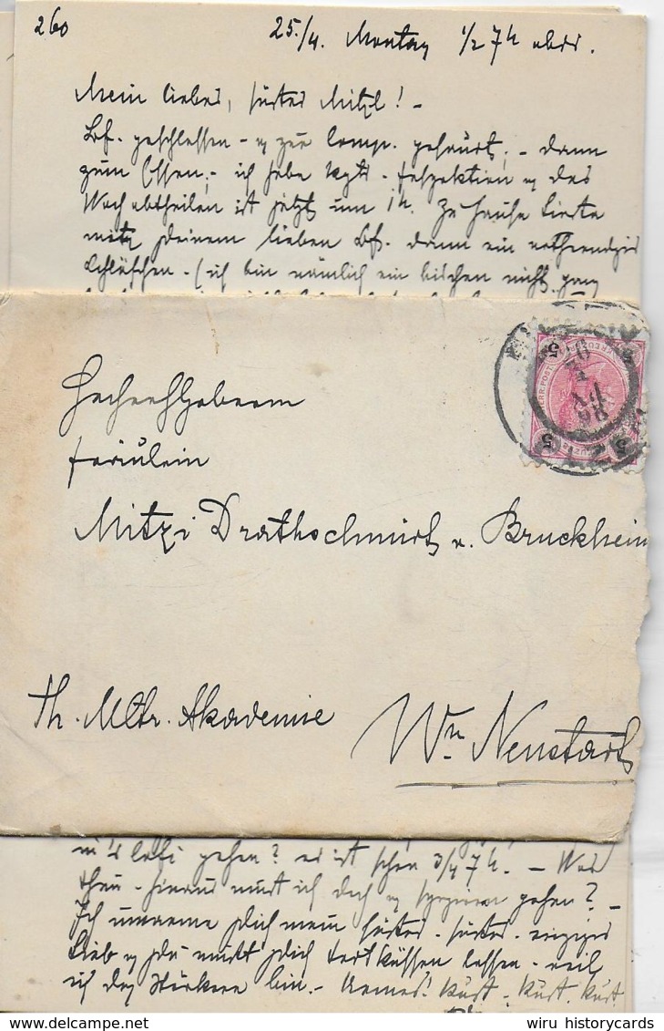 AK 0259  Brief Mit Inhalt An Frl. Mitzi Drathschmidt Von Bruckheim - Militär Akademie Wr. Neustadt 1898 - Briefe U. Dokumente