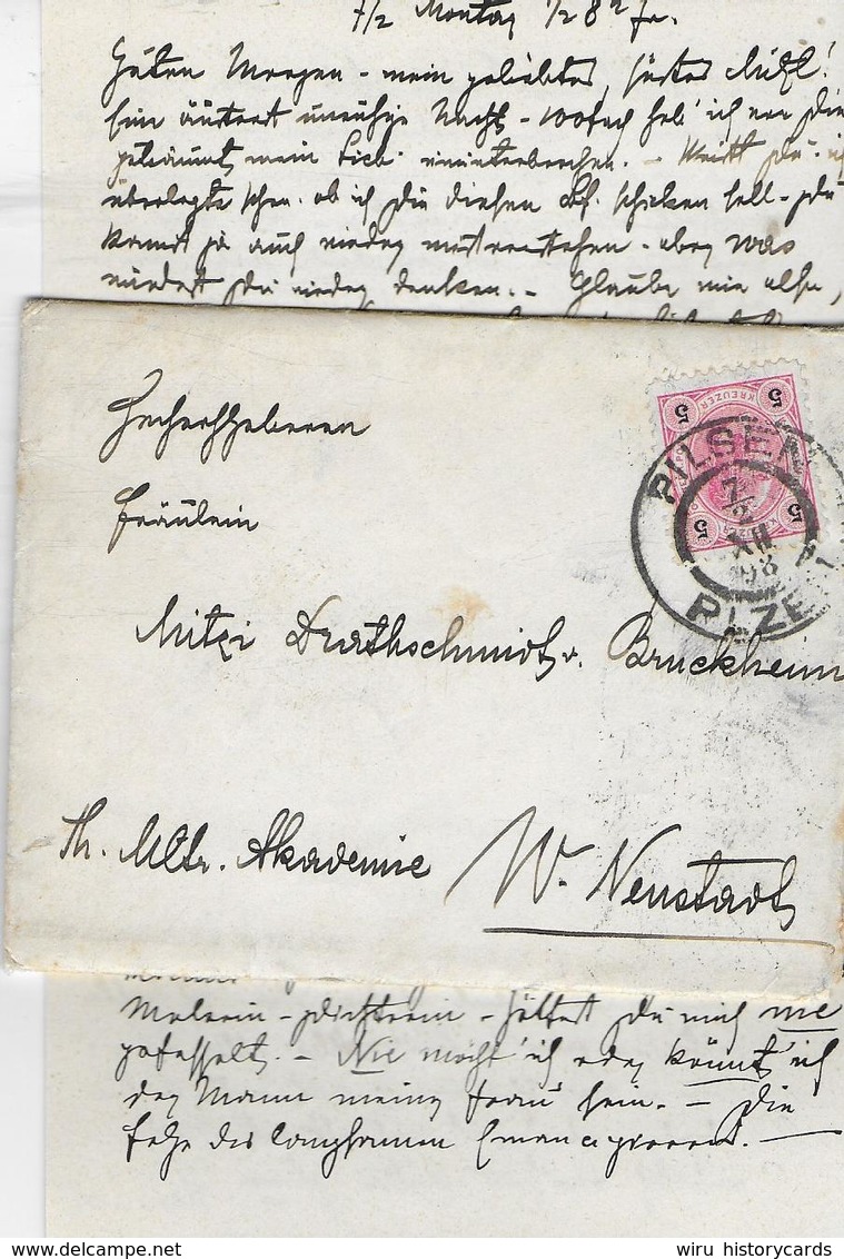 AK 0259  Brief Mit Inhalt An Frl. Mitzi Drathschmidt Von Bruckheim - Militär Akademie Wr. Neustadt 1898 - Briefe U. Dokumente