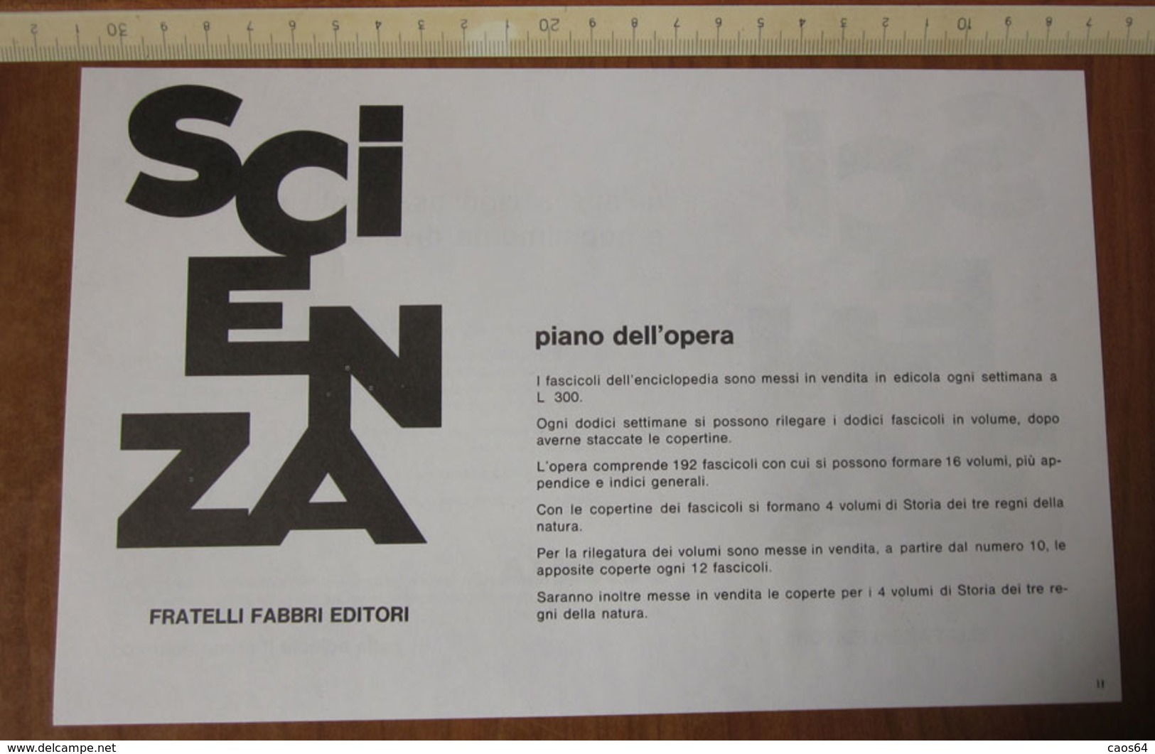 FRATELLI FABBRI EDITORI VOLANTINO ENCICLOPEDIA SCIENZA 1964 - Advertising