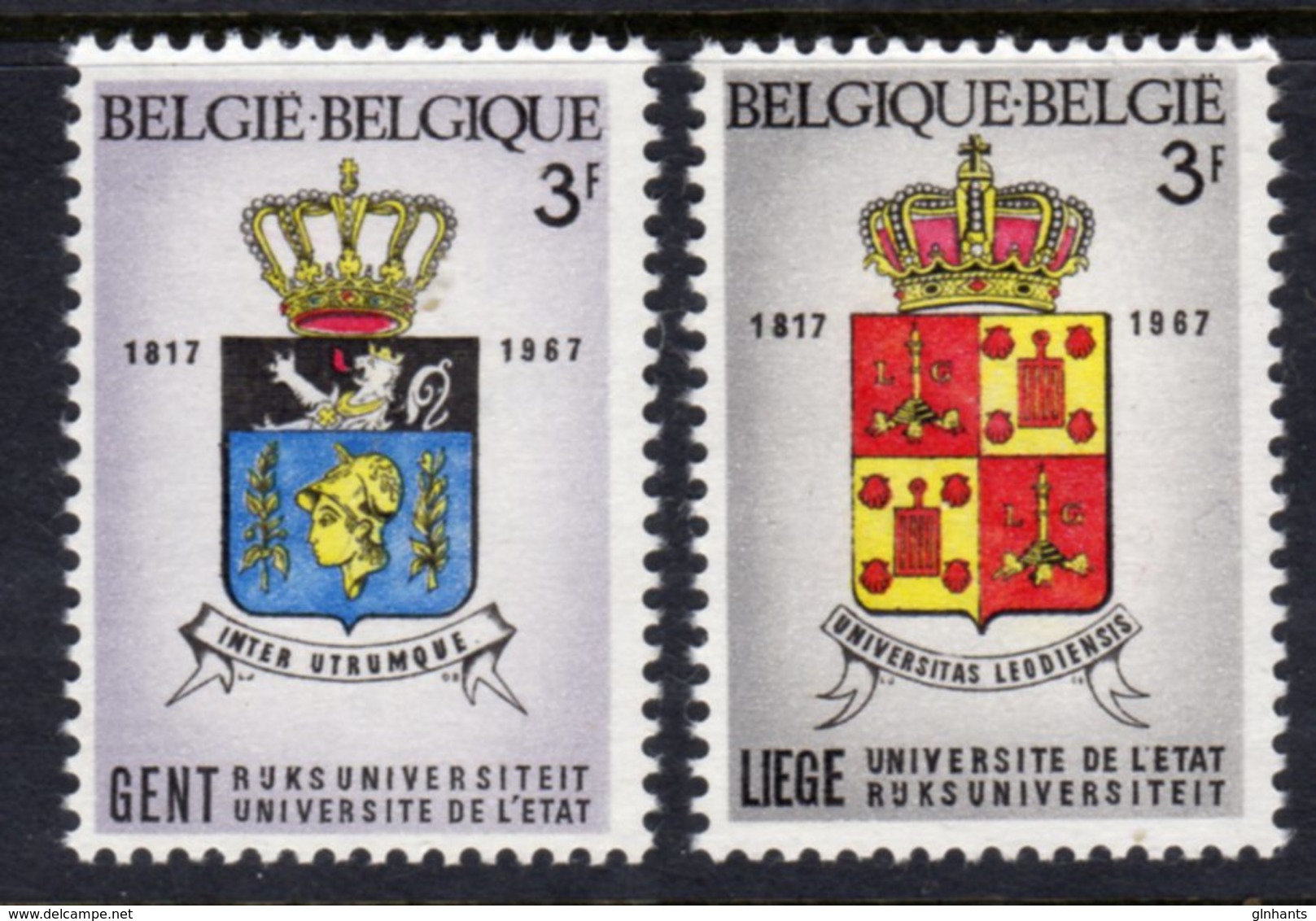 BELGIUM - 1967 GHENT & LIEGE UNIVERSITIES SET (2V) FINE MNH ** SG 2036-2037 - Unused Stamps