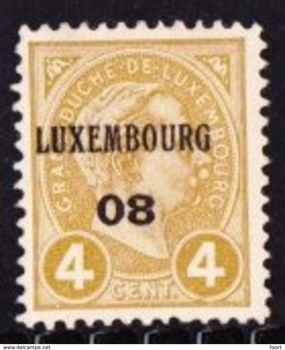 Luxembourg 1908 Prifix Nr. 54 - Vorausentwertungen