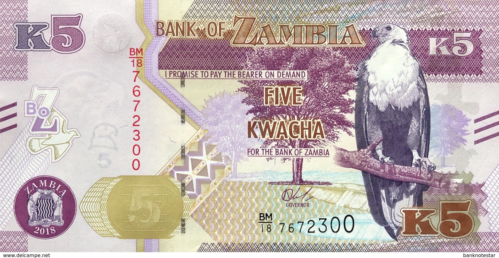 Zambia 5 Kwacha, P-New/57b (2018) - UNC - Sambia