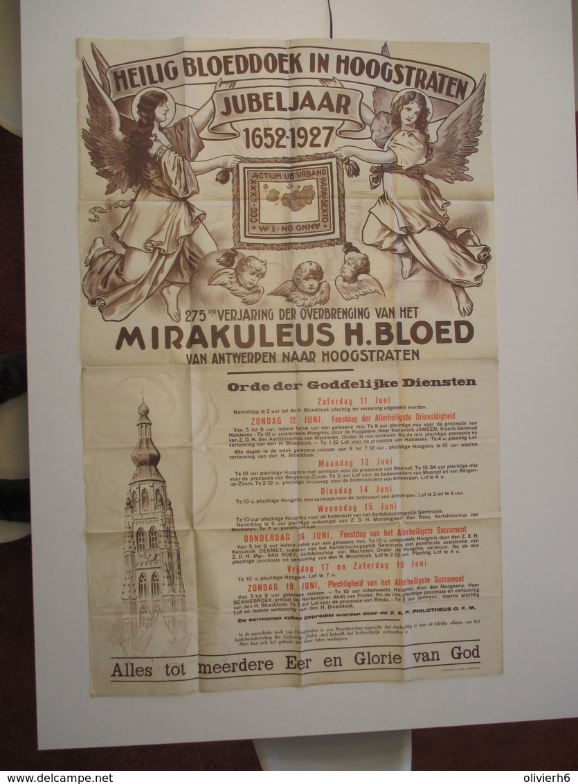 VP AFFICHE 89cm X 138cm (V1912) JUBELJAAR HOOGSTRATEN 1927 ( 5 Vues) Mirakuleus H. Bloed Van Antwerpen Naar Hoogstraten - Affiches