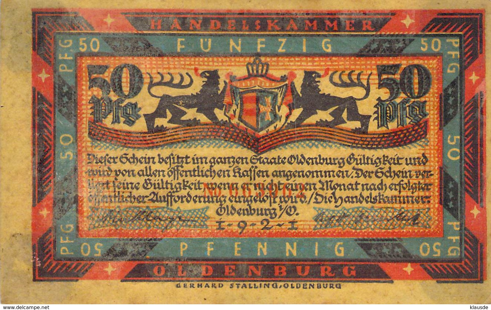 50 Pfg. Notgeld Oldenburg VF/F (III) - [11] Local Banknote Issues