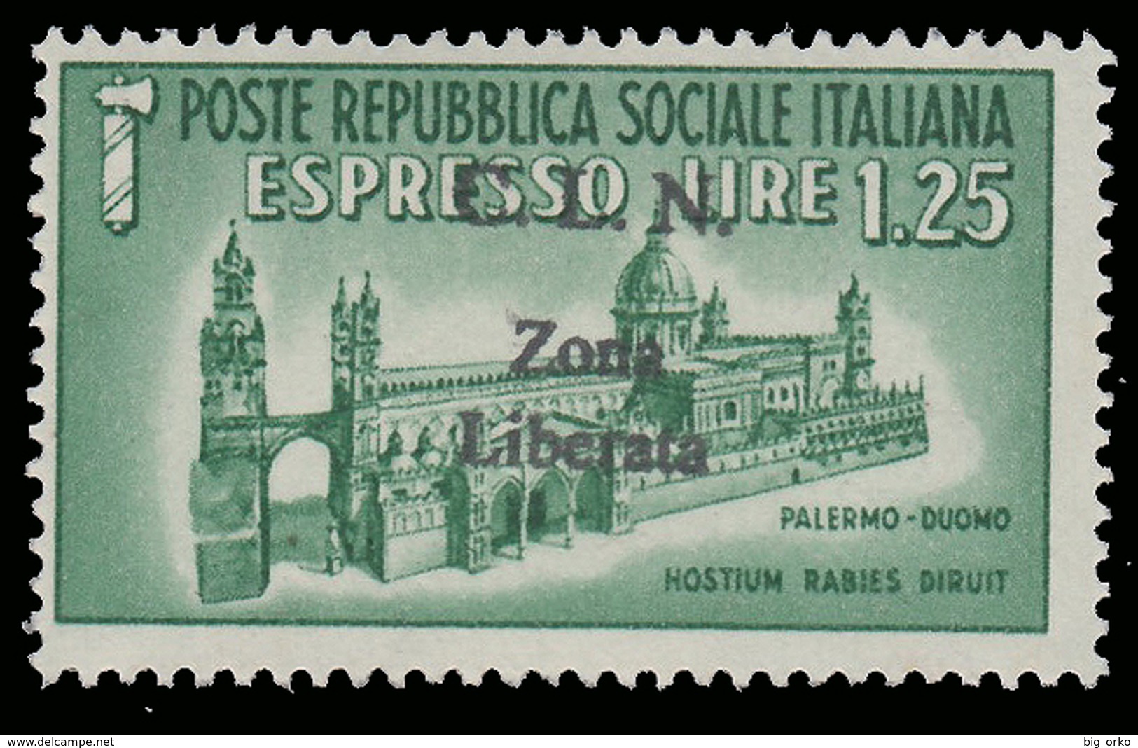 Italia - Comitato Liberazione Nazionale / Espresso (Duomo Di Palermo) Lire 1,25 Verde - Zona Liberata - Nationales Befreiungskomitee