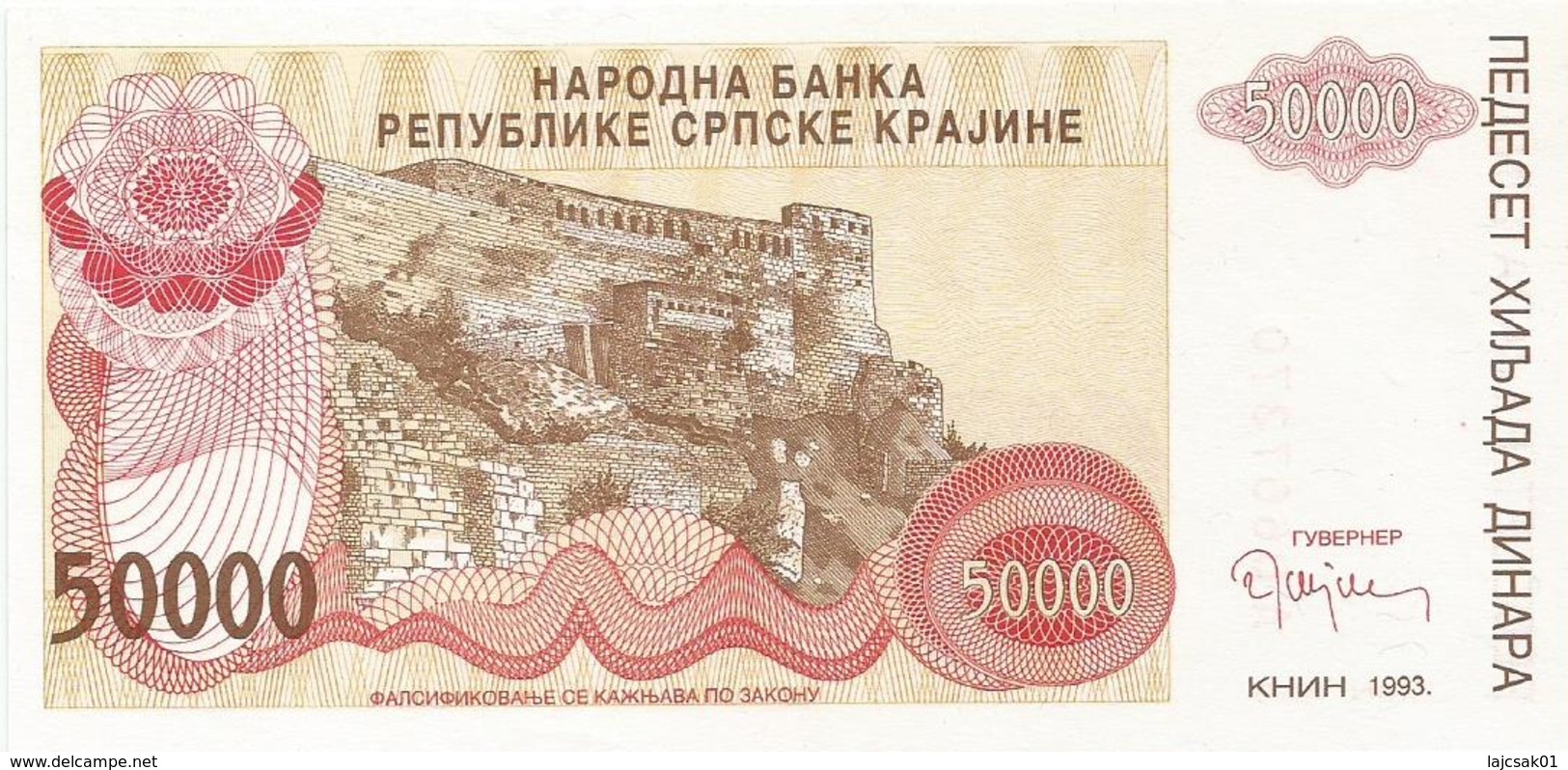 Croatia Knin Krajina 50.000 Dinara 1993. UNC   P-R21 - Croatie