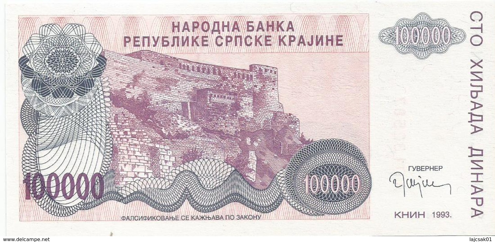 Croatia 100.000 Dinara 1993. UNC P-R22 - Croazia