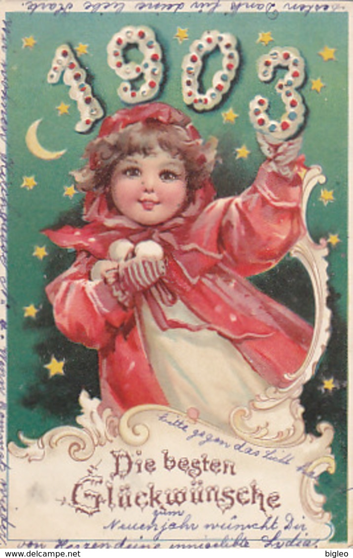1903 - Die Besten Wünsche - Gegenlichtkarte (Sterne & Mond) - 31.12.1902        (A-85-160915) - Halt Gegen Das Licht/Durchscheink.
