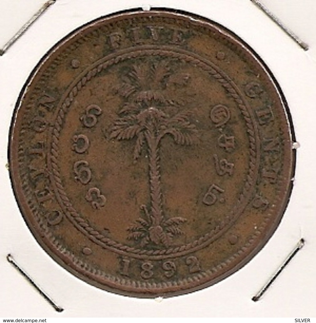 CEYLON/SRI LANKA 5 CENTS 1892 - Sri Lanka