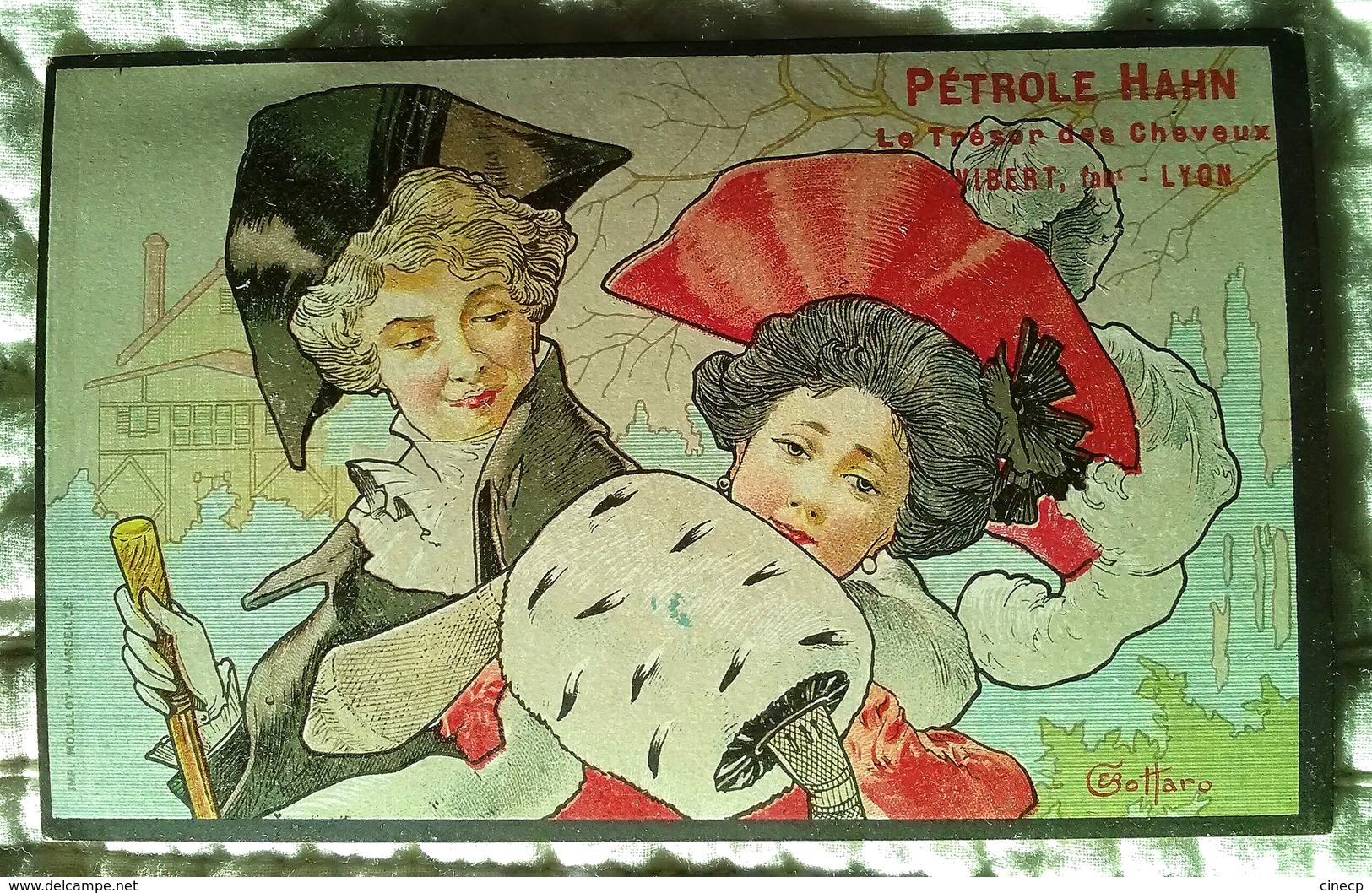 Belle CPA Illustrée Bottaro - COUPLE Femme Au Manchon Art Nouveau - Publicité PETROLE HAHN - Bottaro