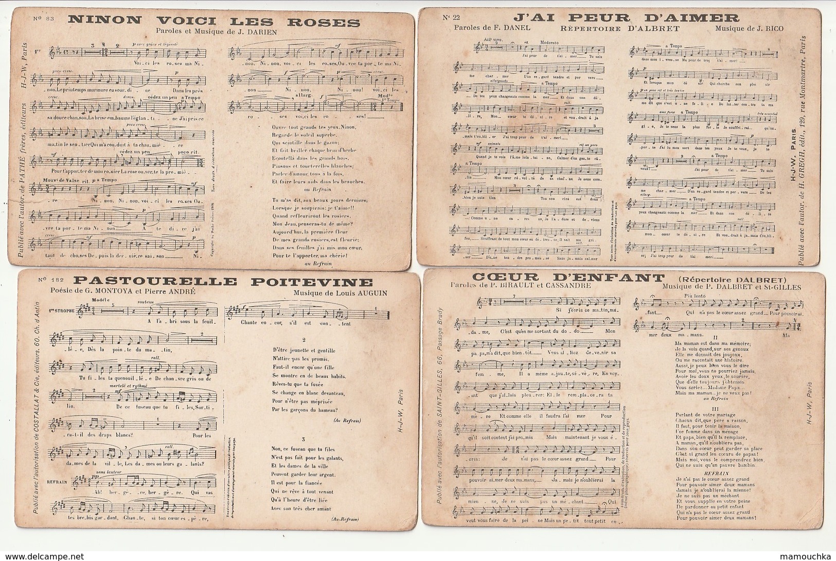 Lot 47 cartes Partition Musique et paroles