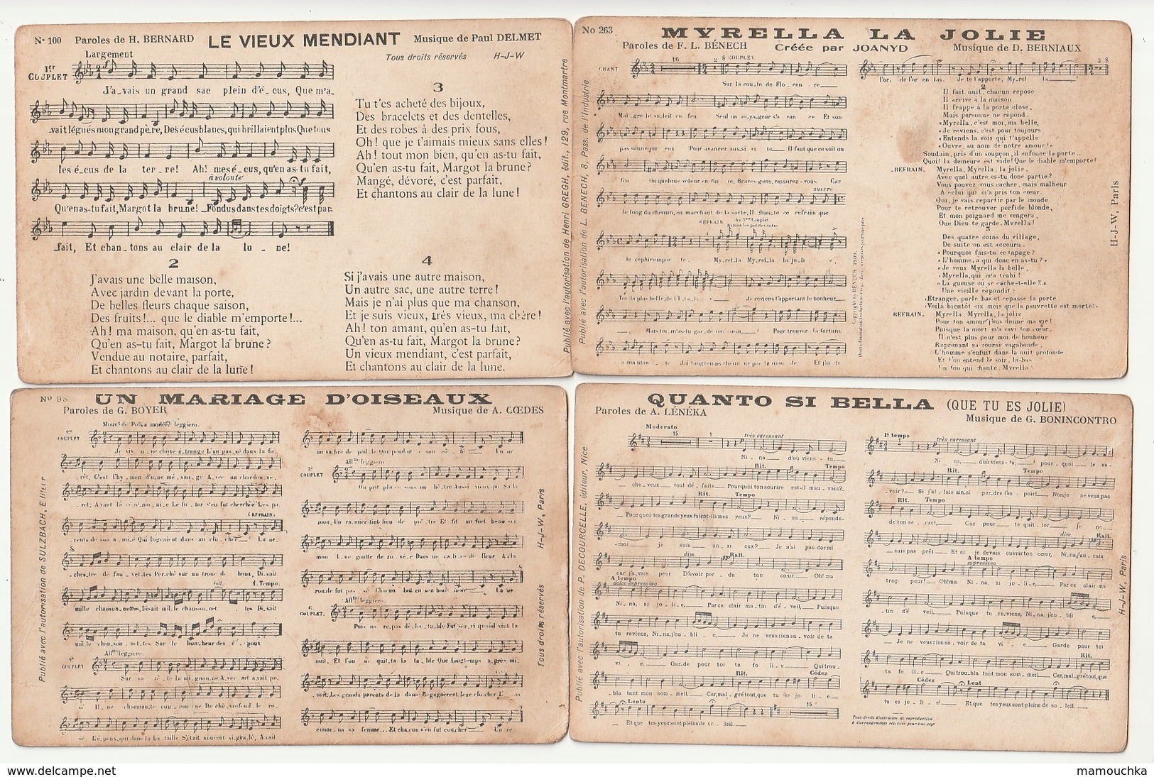 Lot 47 cartes Partition Musique et paroles